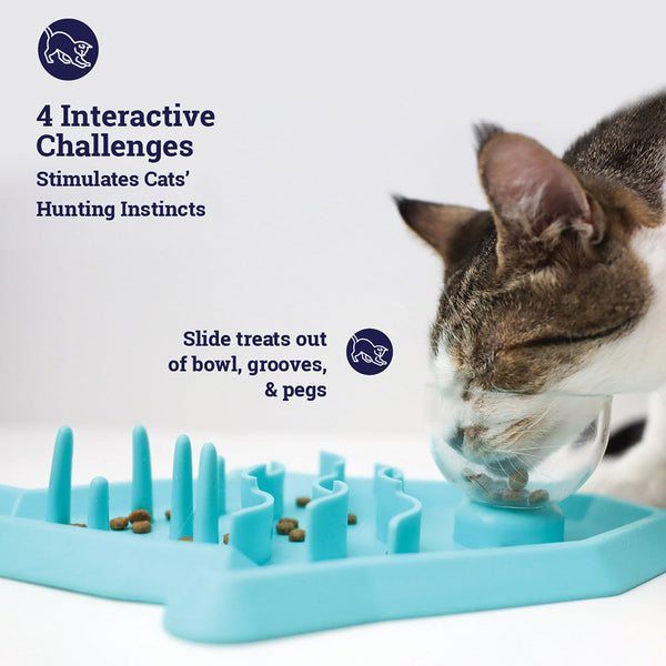 Petstages Hunt N Snack Mat Cat Slow Feeder - Blue